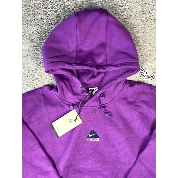 Nike ACG Therma-FIT Fleece Pullover Hoodie SZ Small Men Purple Cosmo DH3087-599 - Picture 4 of 8
